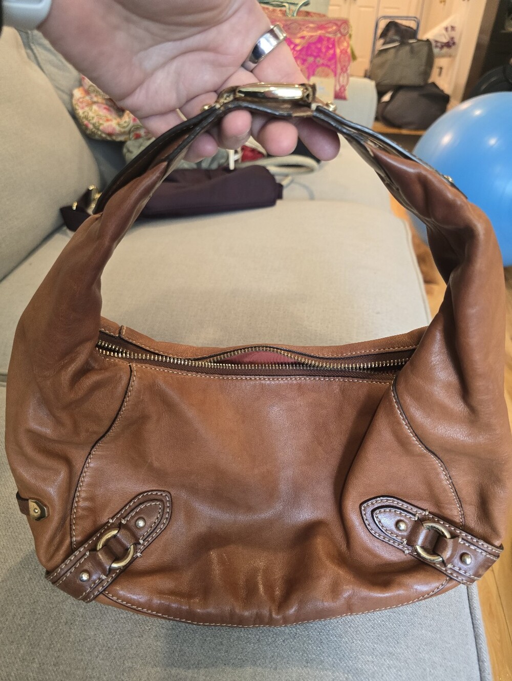Cole Haan Classic Brown Leather Hobo Bag - Women's Shoulder Purse